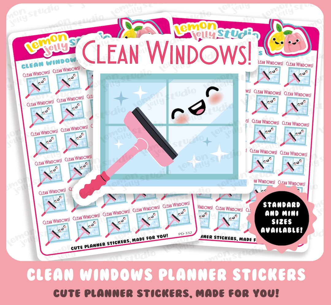Work Clean Sticker 30 Cute Clean Windows/chores/housework Planner Stickers - Etsy