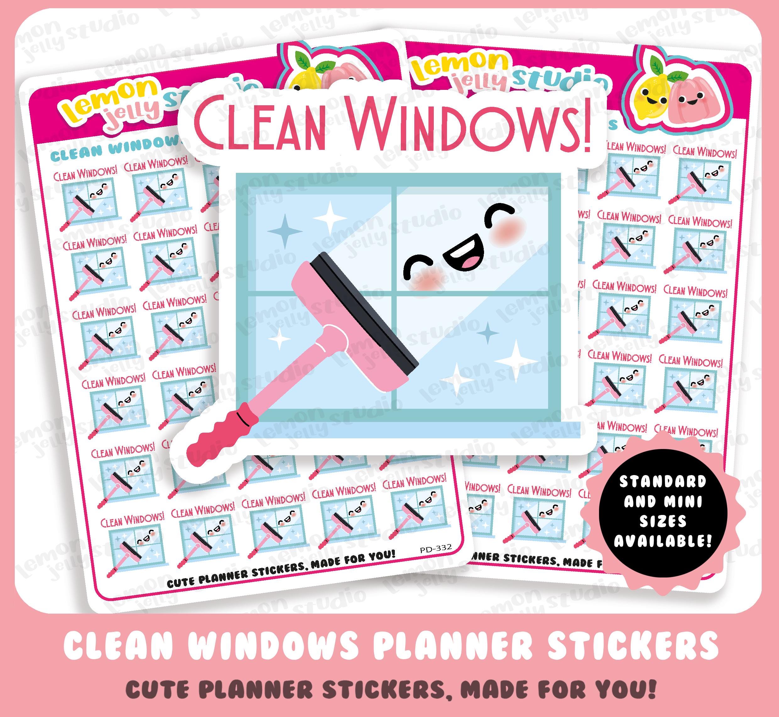 Window Cleaner Sticker Pack 30 Cute Clean Windows/chores/housework Planner Stickers - Etsy