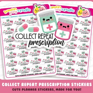 28 Cute Collect Herhaal Recept / Medicijn / Pillen / Tabletten Planner Stickers