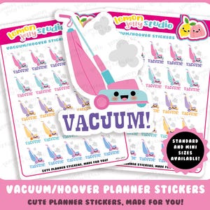 25 Cute Vacuum Cleaner/Hoover/House chores Planner Stickers