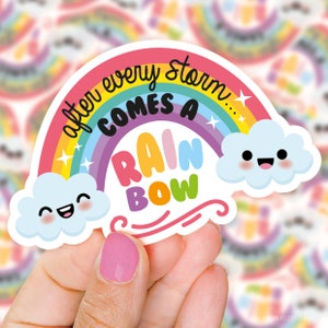 Lemon Jelly Studio-na elke storm komt een regenboog grote vinyl sticker/laptop/ipad/kawaii/schattig
