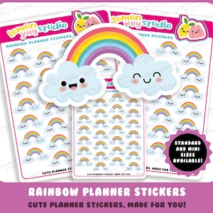 28 Cute Rainbow and Clouds Planner Stickers