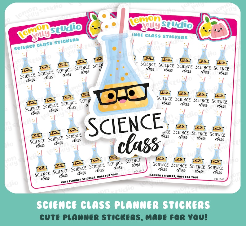 Yellow Sticker Science 24 Cute Science Class/chemistry/school Planner Stickers - Etsy