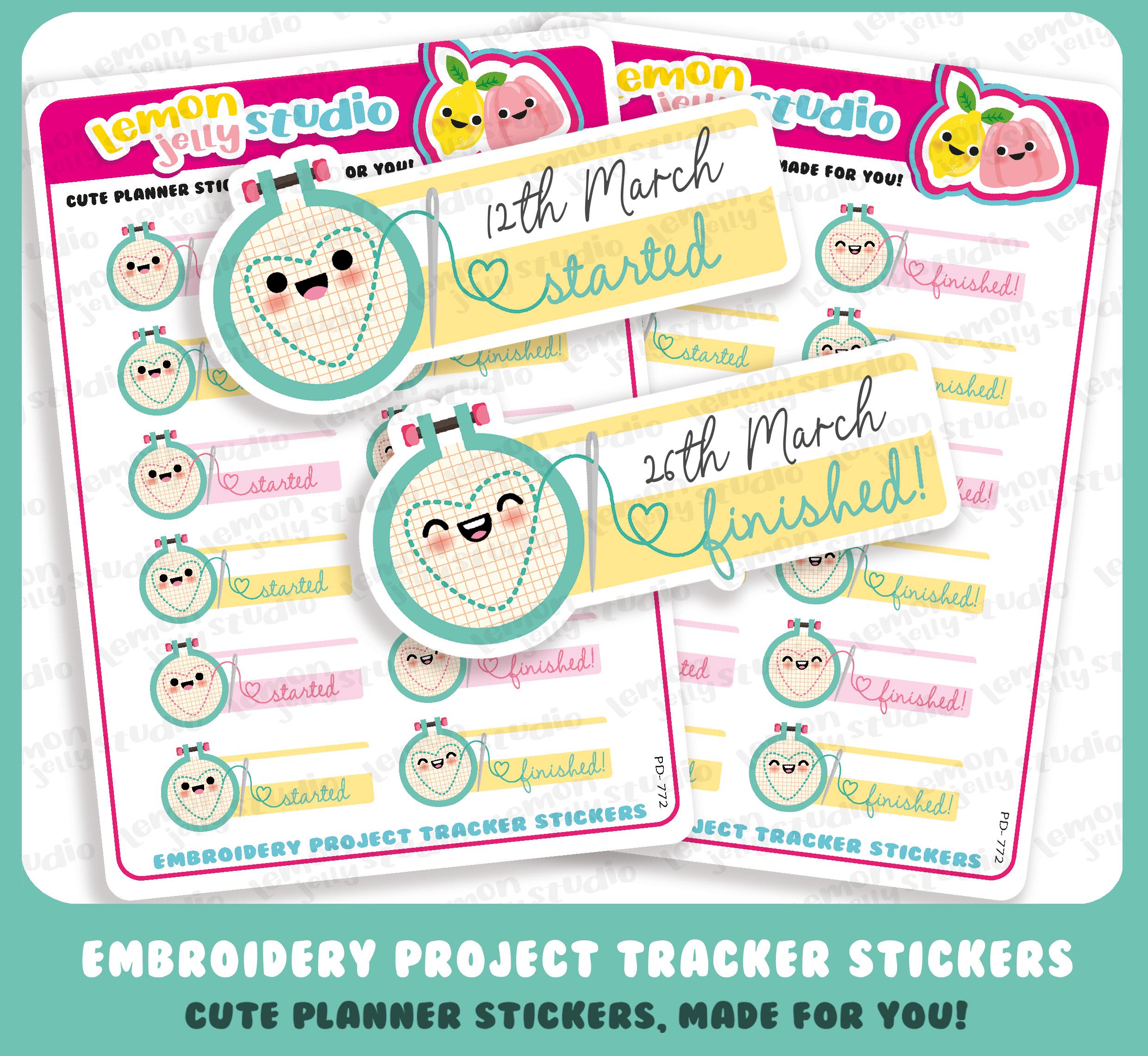 12 Cute Embroidery Project Tracker Planner Stickers - Etsy