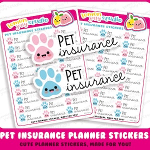 30 lindos adhesivos para planificador de seguros de mascotas/facturas de pago/recordatorios
