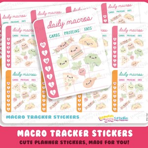 8 adorables autocollants macro tracker/compteur