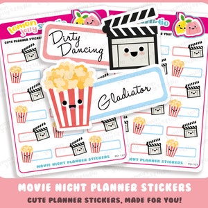 18 lindas pegatinas de noche de cine / fecha / cine / planificador de películas