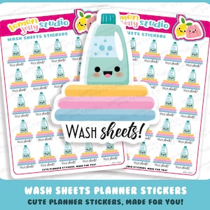 25 autocollants de planificateur de lavage mignons / lit / blanchisserie / ménage