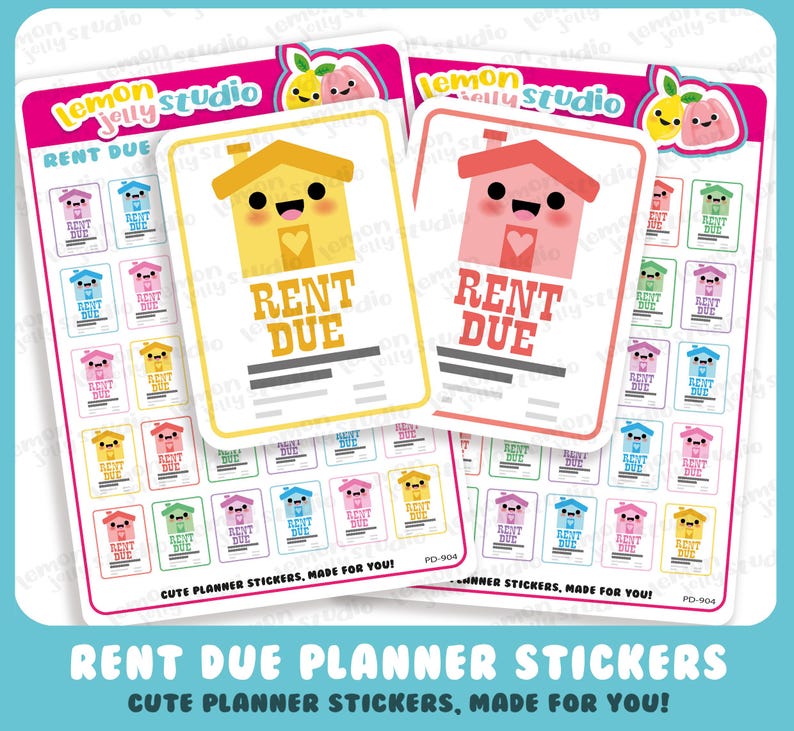 Room Rent Sticker 30 Cute Rent Duel Reminder Planner Stickers - Etsy