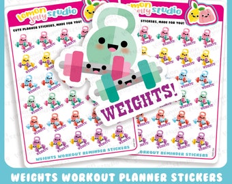 30 Cute Weights Workout Reminder Planner Stickers