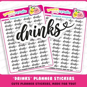 56 'Drankjes' woorden herinnering planner stickers