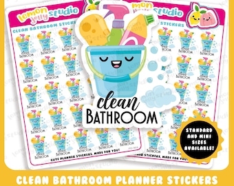 25 Cute Clean Bathroom/Chores/Housework Planner Stickers