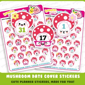 31 süße Pilz Datum Cover/Countdown Planner Sticker