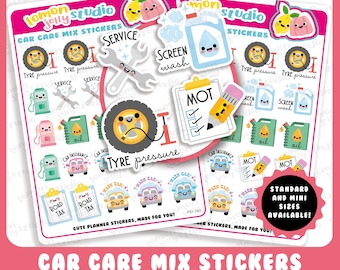24 Cute Car Care Mix Planner Stickers