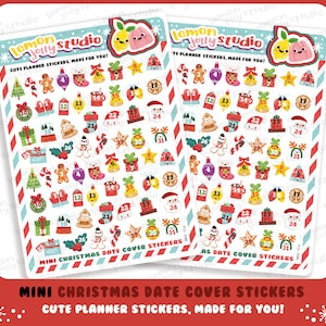 62 schattige MINI Kerstdatum Cover/Countdown Planner Stickers