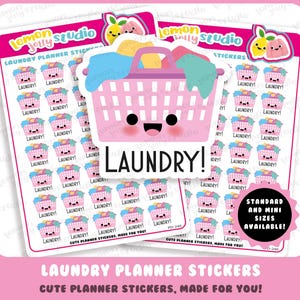 35 Cute Laundry/Cleaning Day/Chores/Housework Planner Stickers