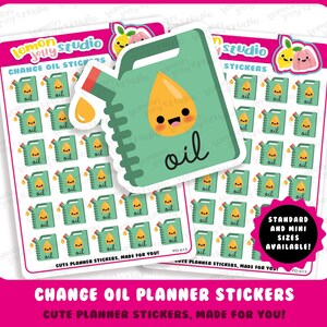 30 pegatinas adorables para agenda con recordatorios para cambiar el aceite del coche