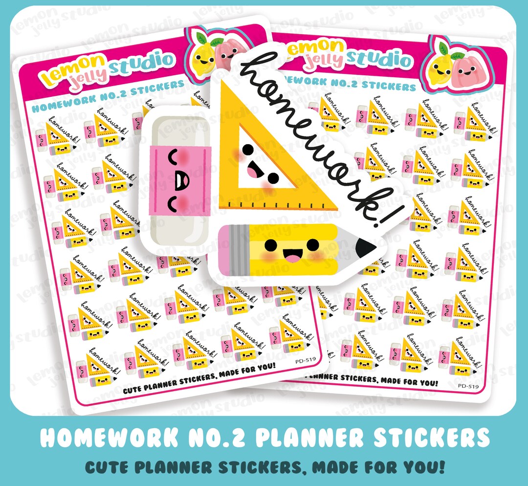 30 Cute Homework #2/school/college/university Planner Stickers - Etsy