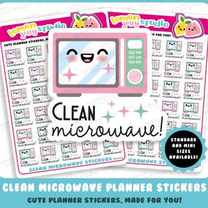 30 Cute Clean Microwave/Chores/Housework Planner Stickers