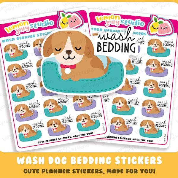 15 Cute Wash Bedding (Dog) Planner Stickers