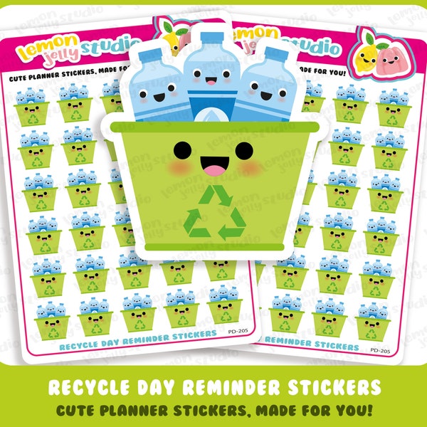 30 Leuke Recycle Day/Recycling Box/Prullenbak/Vuilnis/Rubbish Planner Stickers