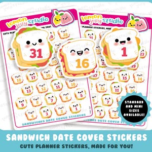 31 Cute Sandwich/Snack Date Cover/Countdown Planner Stickers