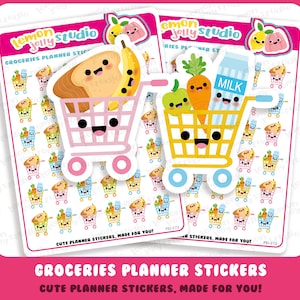 36 bonitas pegatinas para planificador de comestibles/compras/tiendas de alimentos