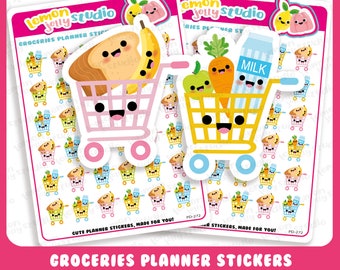 36 Cute Groceries/Shopping/Food Shop Planner Stickers