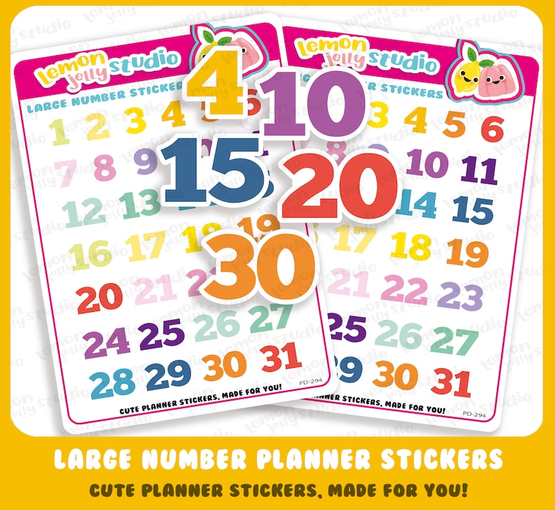 31 Cute Large Numbers/date Planner Stickers - Etsy