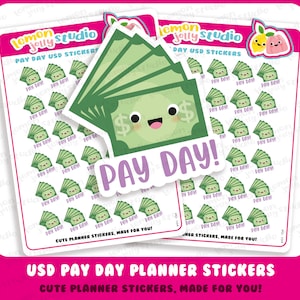 30 Cute USD Payday Planner Stickers