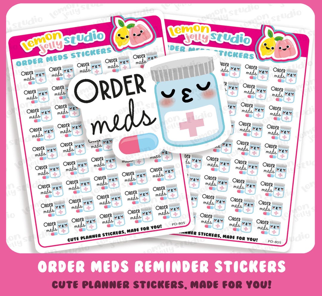 45 Cute Order Meds/prescription/medicine/pills/tablets Planner Stickers ...