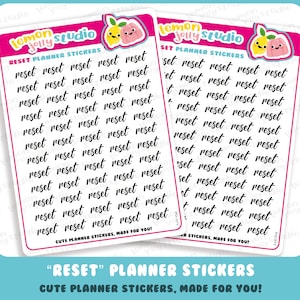 60 adesivi per diario/calendario/planner con parole "Reset".