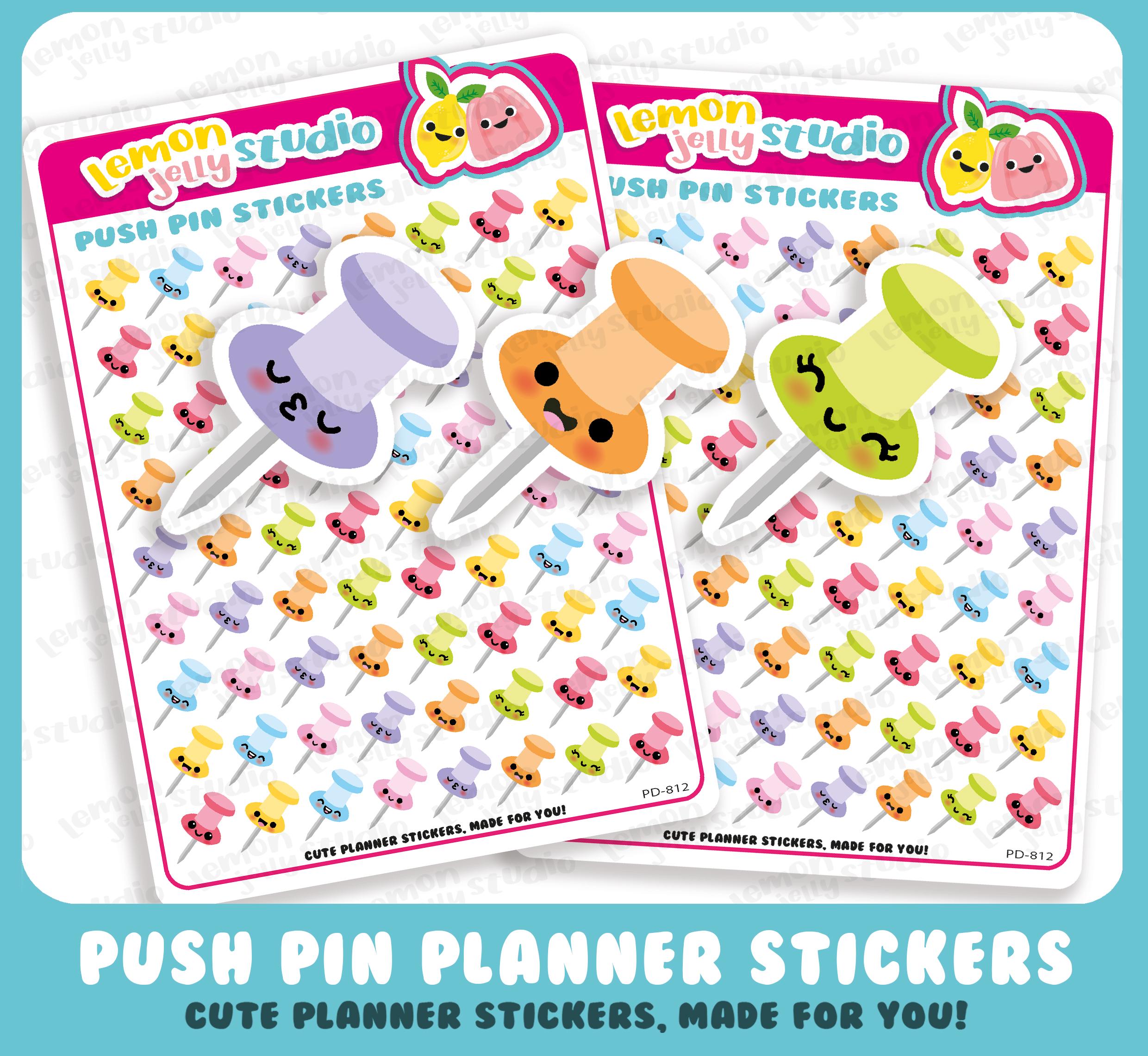 72 Cute Push Pin/stationery Planner Stickers - Etsy