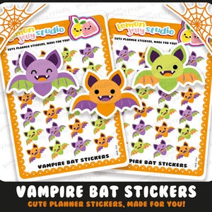 24 süsse Vampir-Fledermaus/Halloween Sticker