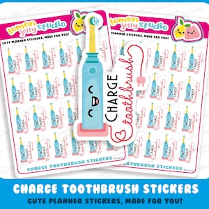 24 autocollants mignons de brosse à dents de charge/dentiste/planificateur de dents propres
