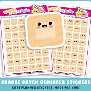 May include: Sheets of "Lemon Jelly Studio" patch reminder stickers. Each sticker is a light tan square with a cute face. The text "Cute planner stickers, made for you!" is printed on the bottom of the sheets.