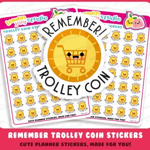 42 Cute Remember Trolley Coin/Groceries/Food Shop Planner Stickers