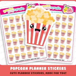 36 Leuke Popcorn / Movie Night / Date / Cinema / Film Planner Stickers