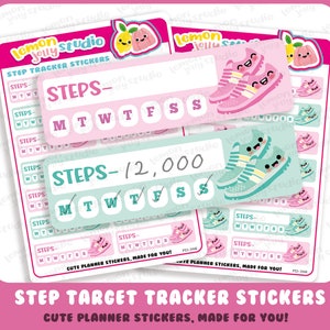 14 schattige Step Target Tracker/Trainingsplanner Stickers