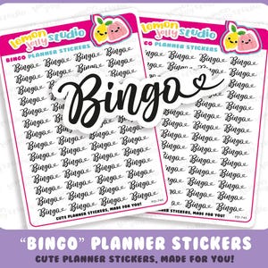 56 pegatinas para planificador con palabras de bingo