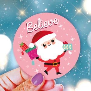 Lemon Jelly Studio - Adesivo in vinile natalizio grande "Believe"/Laptop/Ipad/Kawaii/Carino