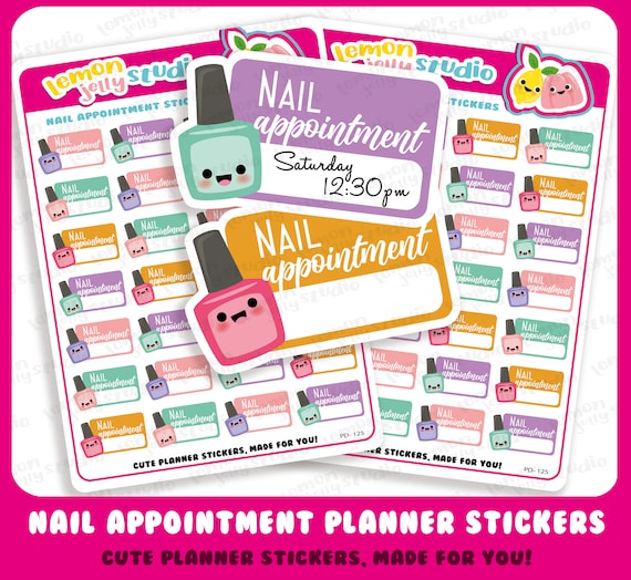 28 Cute Nail/Manicure/Pedicure Appointment Planner Stickers