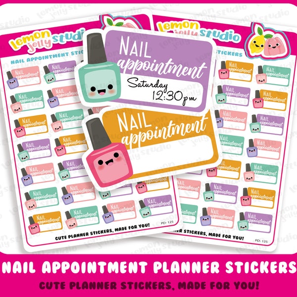 28 Cute Nail/Manicure/Pedicure Appointment Planner Stickers