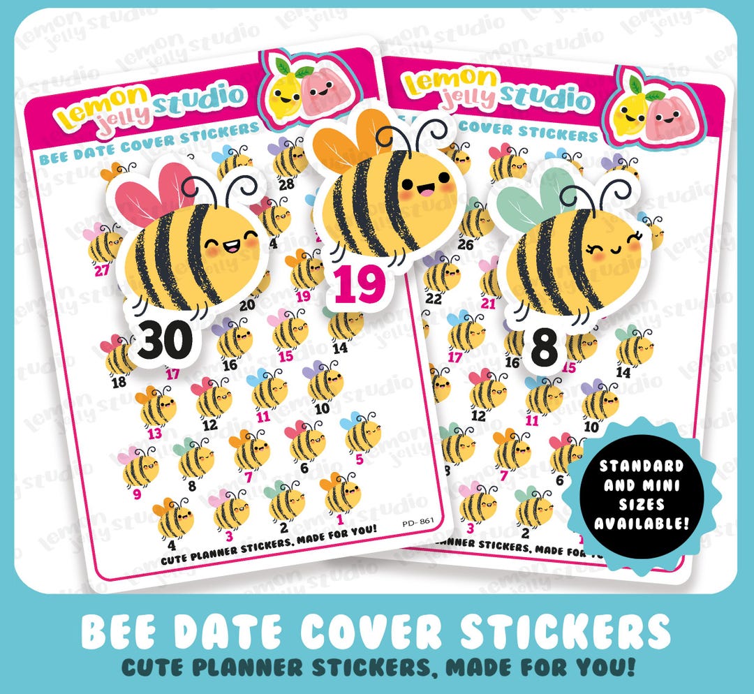 31 Cute Bee Date Cover/countdown Planner Stickers - Etsy