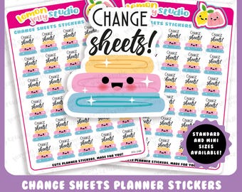 30 Cute Change Sheets/Bed/Laundry/Housework Planner Stickers