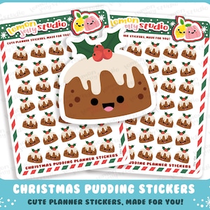 35 lindas pegatinas para planificadores de pudín de Navidad