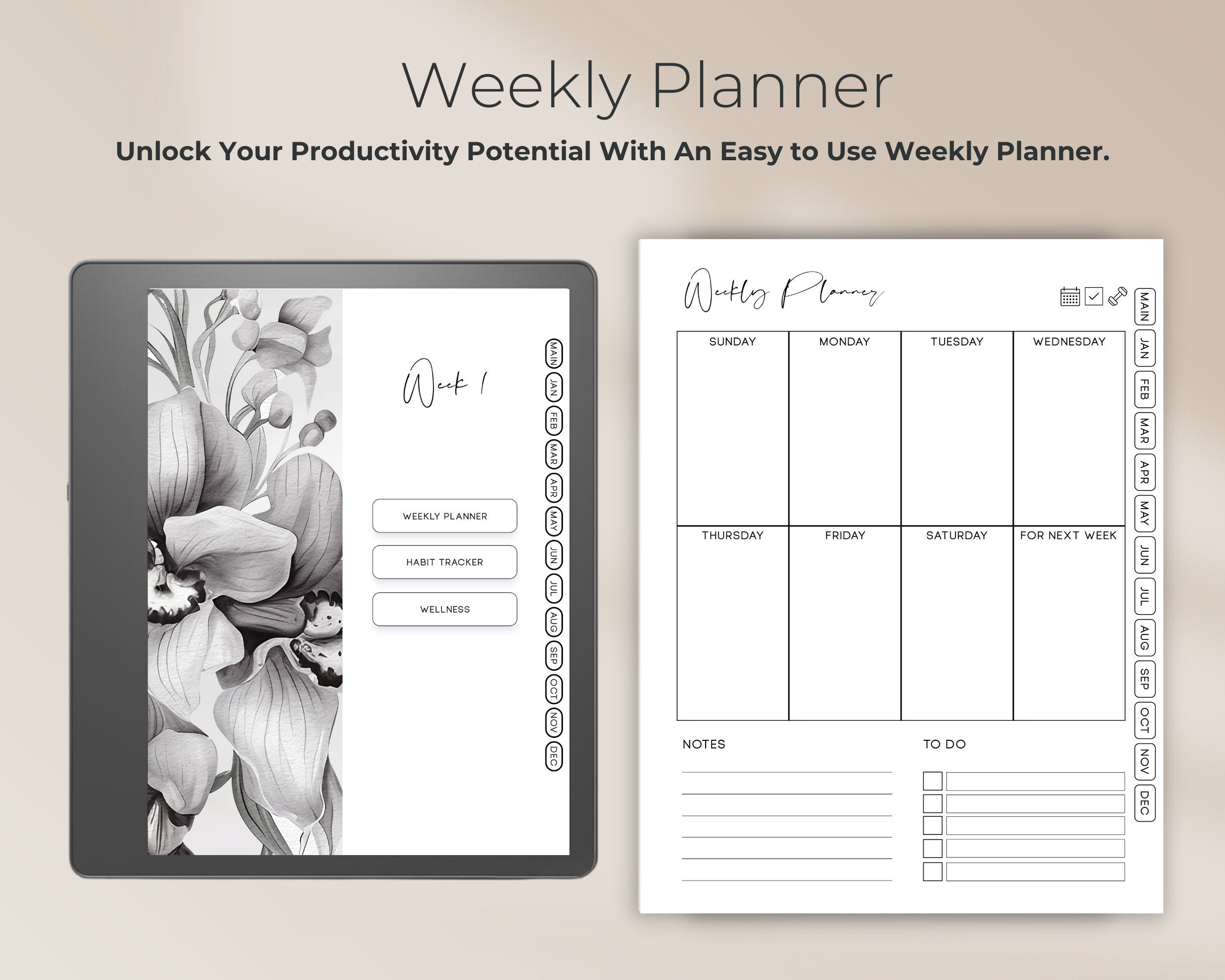 Planner Kindle Scribe, Digital Planner Kindle, Orchid Design Etsy