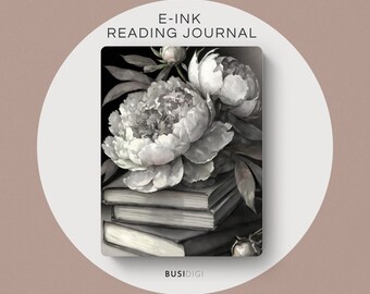 Eink Reading Log by BusiDigiCo, Peonies Book Summary Template, Compatible with Goodnotes