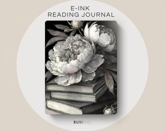 Eink Reading Journal by BusiDigiCo, Peonies Book Summary Template, Compatible with Supernote