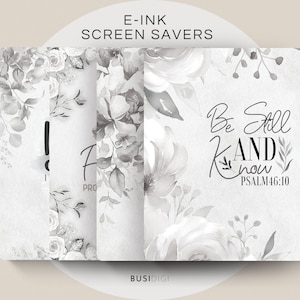 May include: Three digital screen savers with a watercolor floral design. The first screen saver features a floral design with the text "Faith" and "Pro." The second screen saver features a floral design with the text "Be Still and Know Psalm 46:10". The third screen saver features a floral design with the text "Be Still and Know Psalm 46:10".